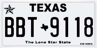 TX license plate BBT9118