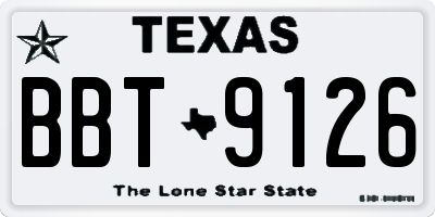 TX license plate BBT9126