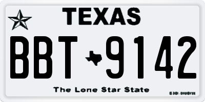 TX license plate BBT9142