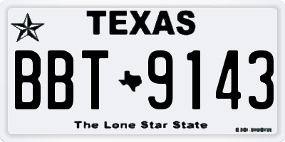 TX license plate BBT9143