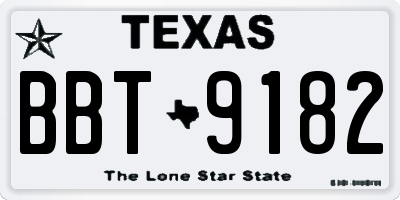 TX license plate BBT9182