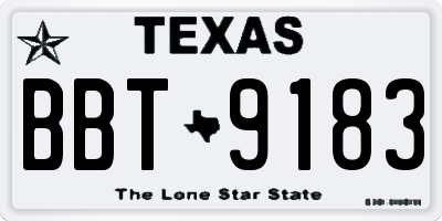 TX license plate BBT9183