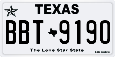 TX license plate BBT9190