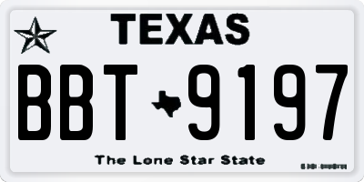 TX license plate BBT9197
