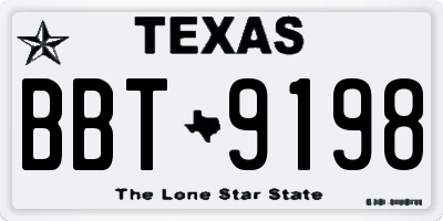 TX license plate BBT9198
