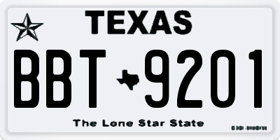 TX license plate BBT9201