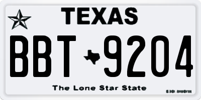 TX license plate BBT9204
