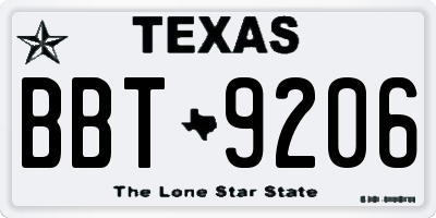 TX license plate BBT9206
