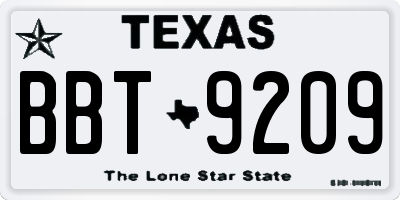 TX license plate BBT9209