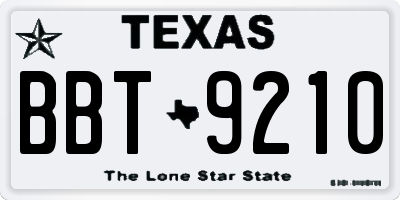 TX license plate BBT9210