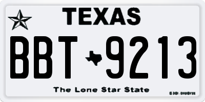 TX license plate BBT9213