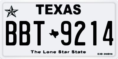 TX license plate BBT9214