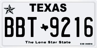 TX license plate BBT9216