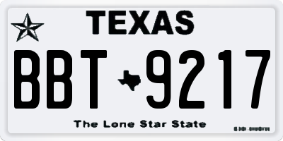 TX license plate BBT9217