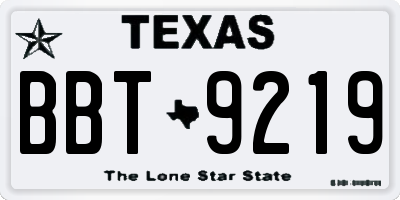 TX license plate BBT9219