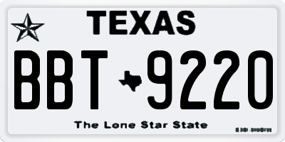 TX license plate BBT9220