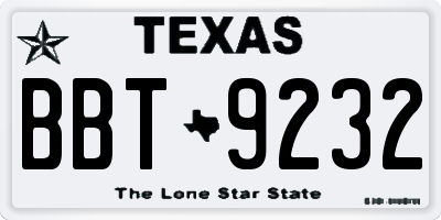 TX license plate BBT9232