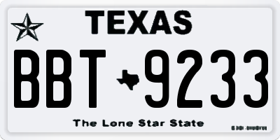 TX license plate BBT9233