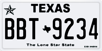 TX license plate BBT9234