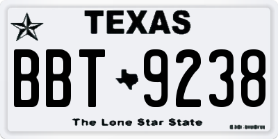 TX license plate BBT9238