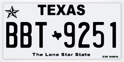 TX license plate BBT9251