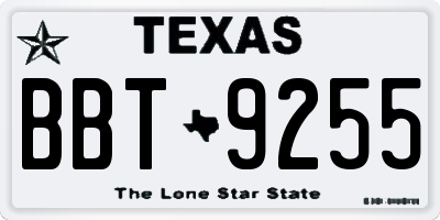 TX license plate BBT9255