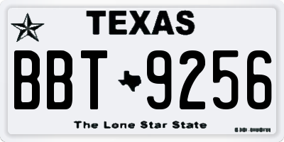 TX license plate BBT9256