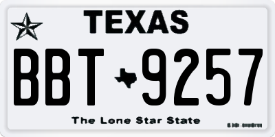 TX license plate BBT9257