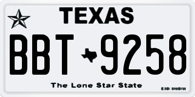 TX license plate BBT9258