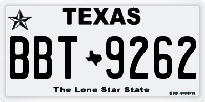 TX license plate BBT9262