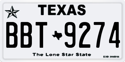 TX license plate BBT9274