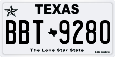 TX license plate BBT9280