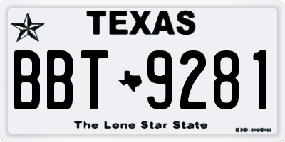 TX license plate BBT9281