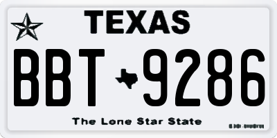 TX license plate BBT9286