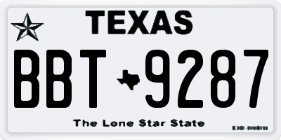 TX license plate BBT9287