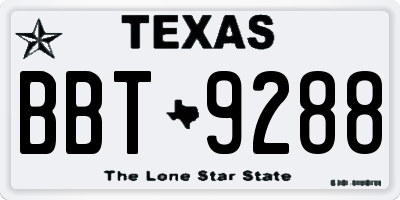 TX license plate BBT9288