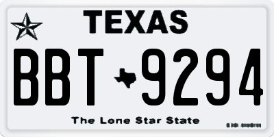 TX license plate BBT9294