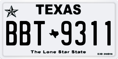 TX license plate BBT9311