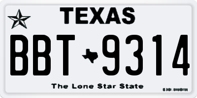 TX license plate BBT9314