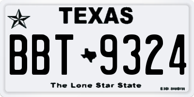 TX license plate BBT9324
