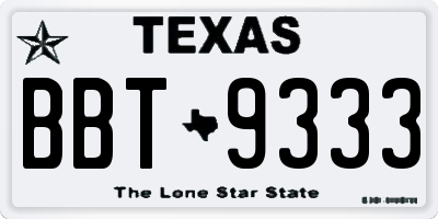 TX license plate BBT9333