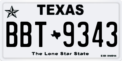 TX license plate BBT9343