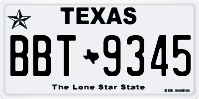 TX license plate BBT9345