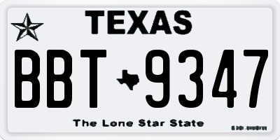 TX license plate BBT9347