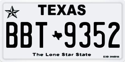 TX license plate BBT9352