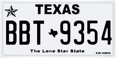 TX license plate BBT9354