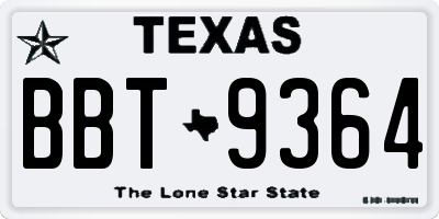 TX license plate BBT9364