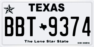 TX license plate BBT9374