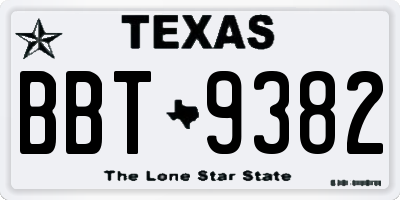 TX license plate BBT9382