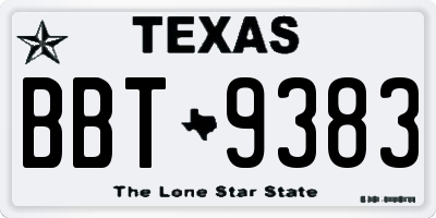 TX license plate BBT9383